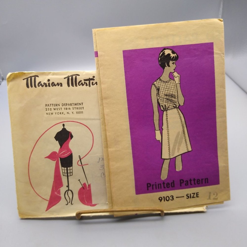 Vintage Sewing PATTERN 9103, Mail Order 1970s Marian Martin Blouse and Skirt